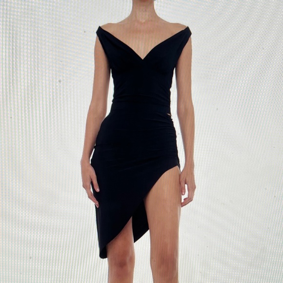 Norma Kamali Women's Side Drape Mini Skirt Black  Sz M - Picture 10 of 10